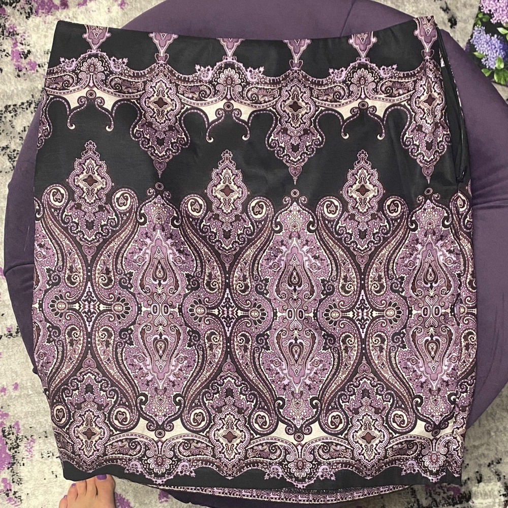 INC International Concepts Black and Purple Pencil Skirt